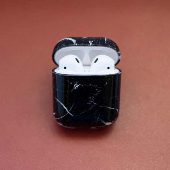 Airpods vāciņš bezvadu austiņam - Melns marmors